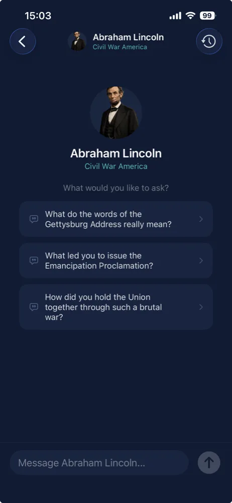 Conversation starters with Abraham Lincoln